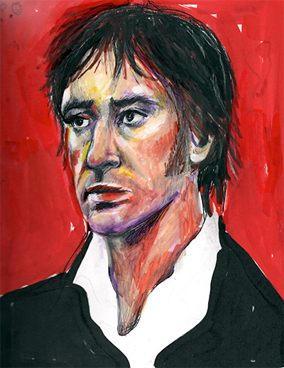 A sketchbook drawing of Mr. Darcy from Pride and Prejudice